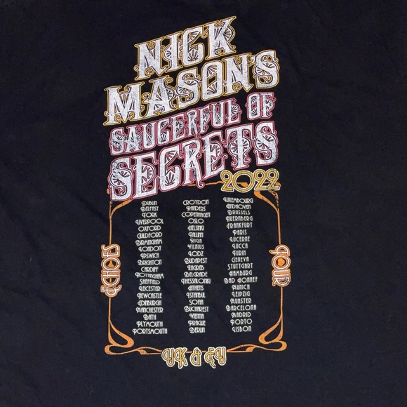 Nick Mason’s Saucerful of Secrets Tour 2022 Gildan Black Tshirt Sz 2XL XXL 🎵🔥 - Picture 6 of 6
